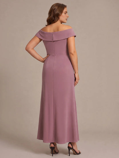 RoselledressTeal Green Plus Size Elegant Off‑Shoulder Ruffle Sleeve Mermaid Maxi Mother of the Bride Dress