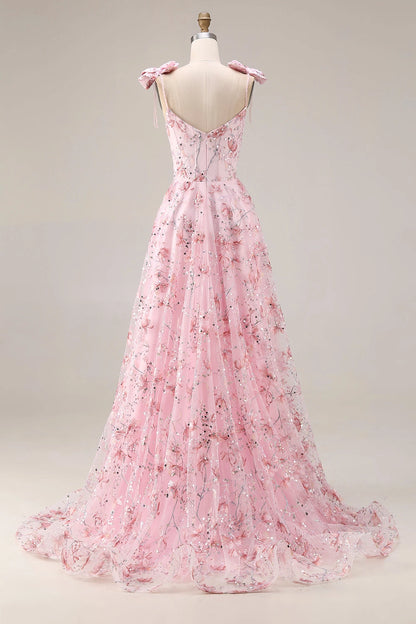 Blush Plus Size A-Line Square Neck Strap V-Back Long Prom Dress