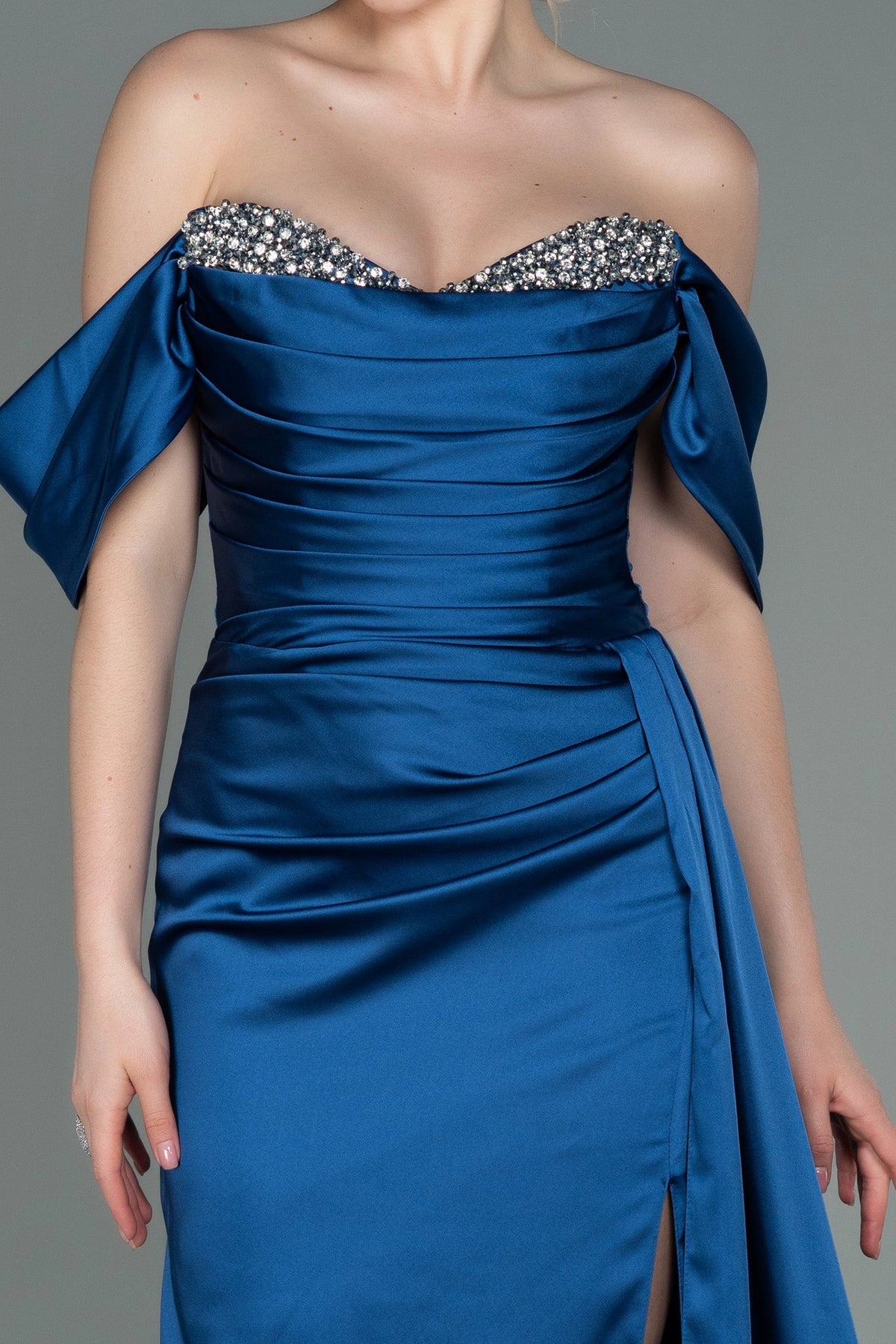 Elegant Sheath Sweetheart Off Shoulder Short Sleeve Zipper Back Long Prom Dress