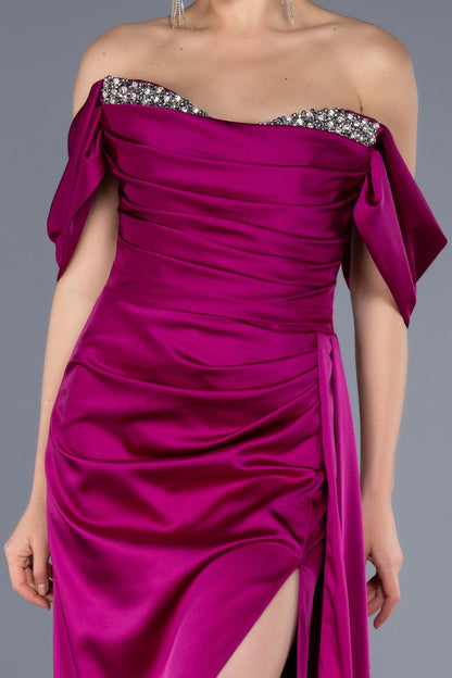 Elegant Sheath Sweetheart Off Shoulder Short Sleeve Zipper Back Long Prom Dress