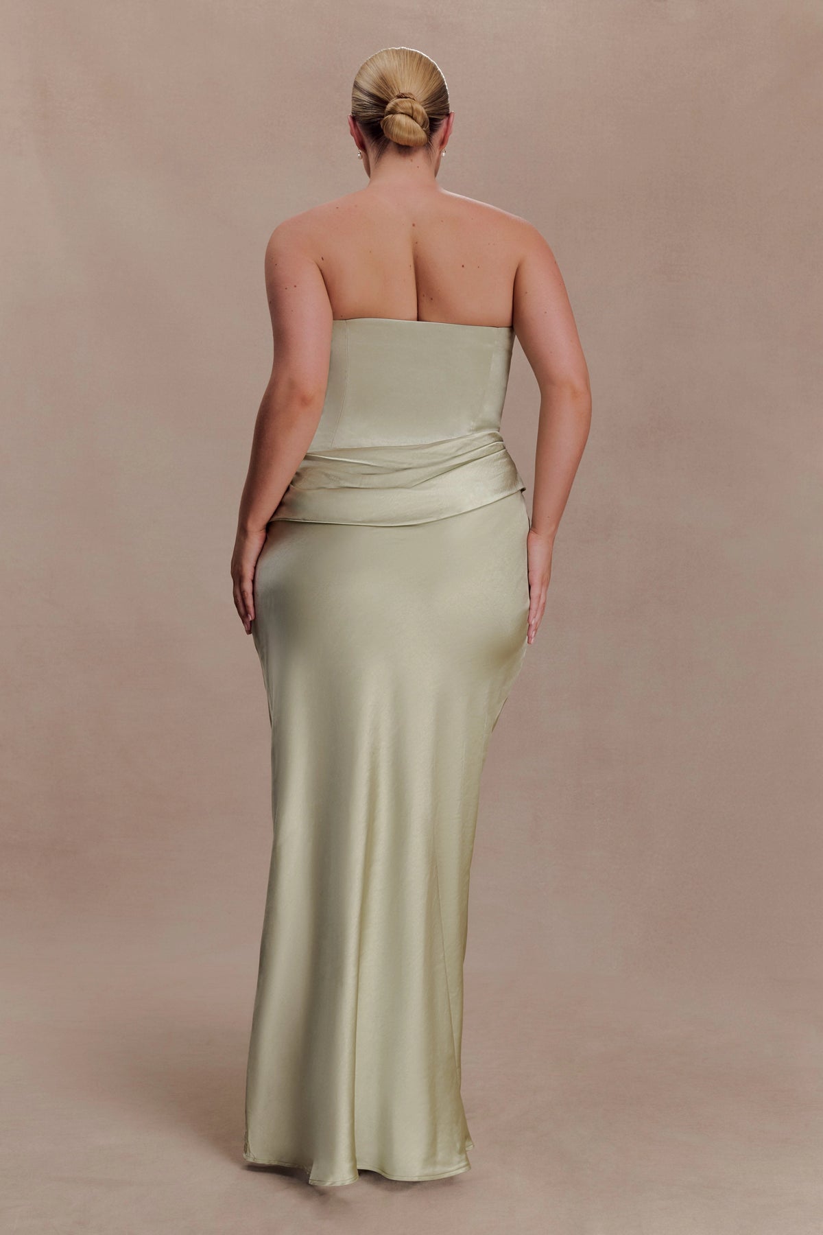 Roselledress Chocolate Brown Plus Size Strapless Draped Long Bridesmaid Dress