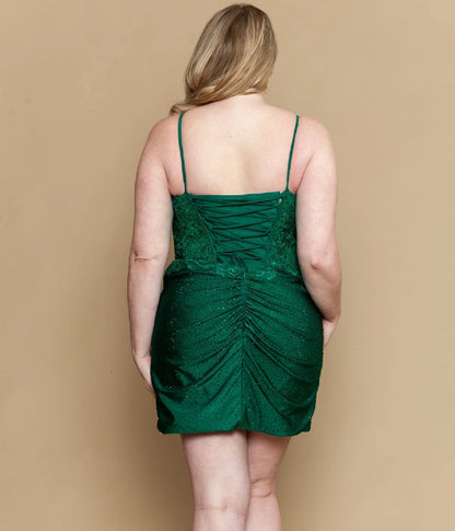 Bodycon Sweetheart Spaghetti Strap Lace-Up Short Plus Size Homecoming Dress