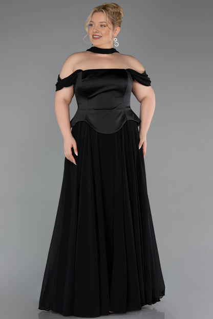 Elegant A-Line Off-Shoulder Short-Sleeve Open-Back Floor-Length Plus Size Wedding Guest Dress