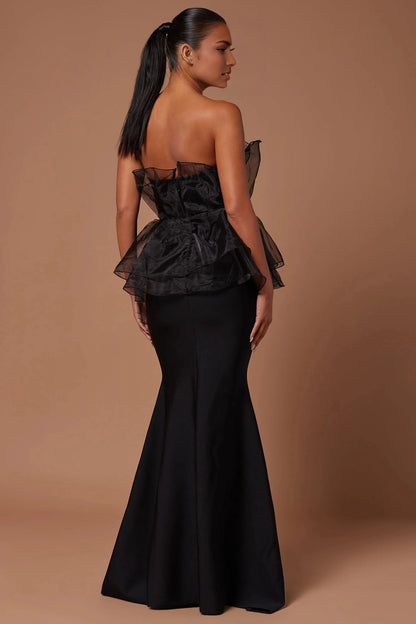 Glamorous Mermaid Strapless Sleeveless Open‑Back Floor‑Length Plus Size Prom Dress