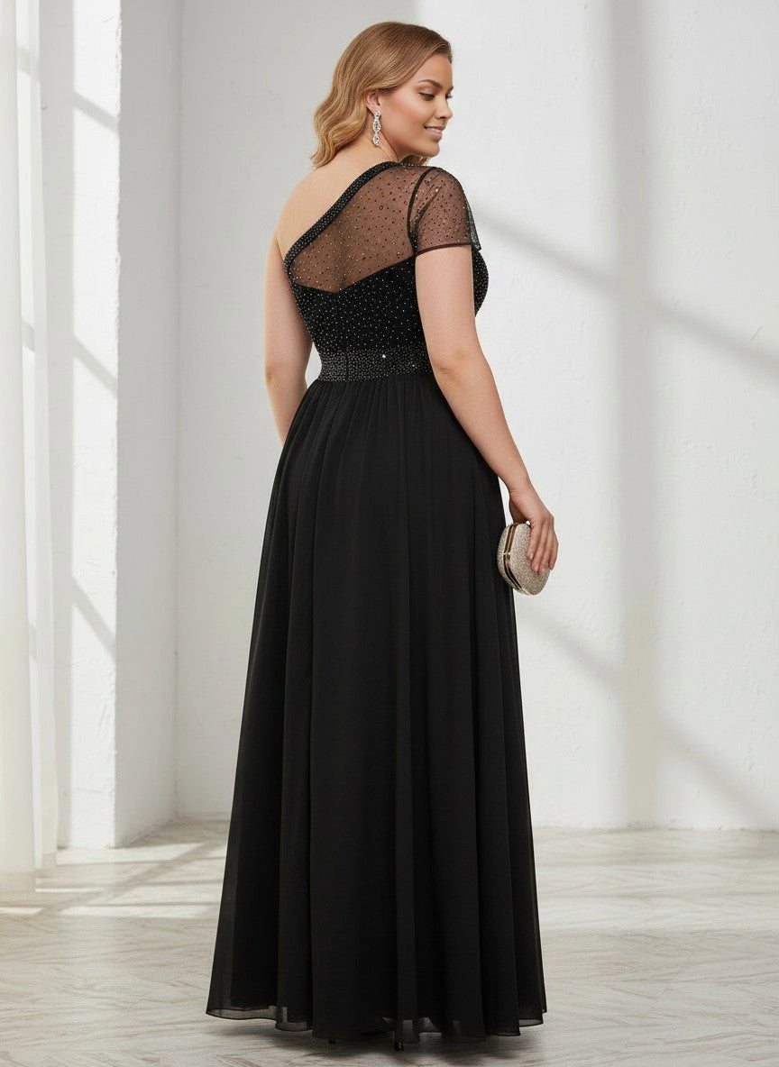 back view roselledress sheer mesh back black chiffon plus size prom gown