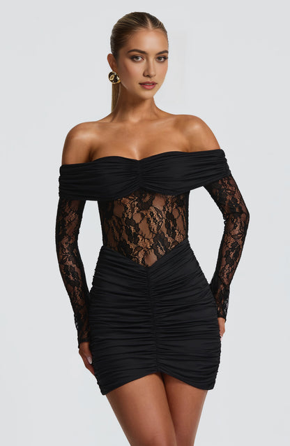 Red Bodycon Off Shoulder Long Sleeve Open Back Mini Homecoming Dress