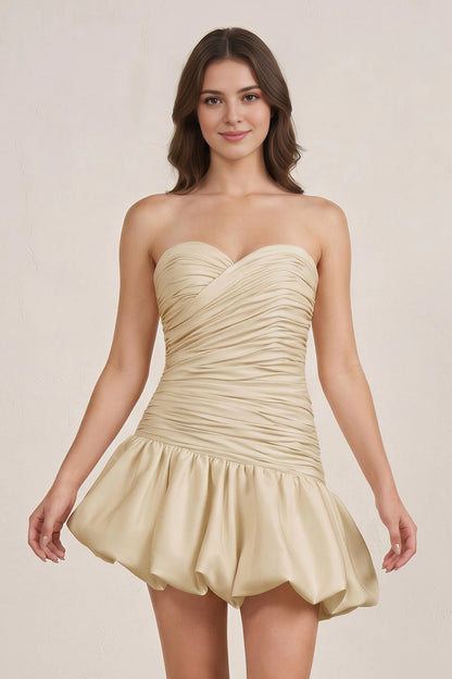 Elegant Bubble Strapless Sweetheart Sleeveless Open Back Mini Homecoming Dress