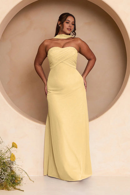 Elegant Sheath Sweetheart Strapless Open Back Floor Length Plus Size Bridesmaid Dress