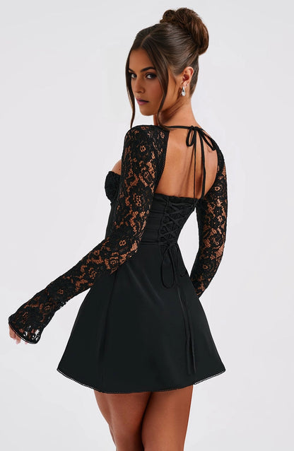 White Bodycon Sweetheart Lace Sleeve Corset Back Mini  Homecoming Dress