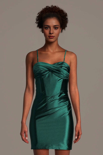 Luxury Bodycon Sweetheart Spaghetti Zip Back Mini Homecoming Dress