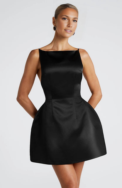 Chic A Line Square Neck Spaghetti Strap V Back Mini Homecoming Dress