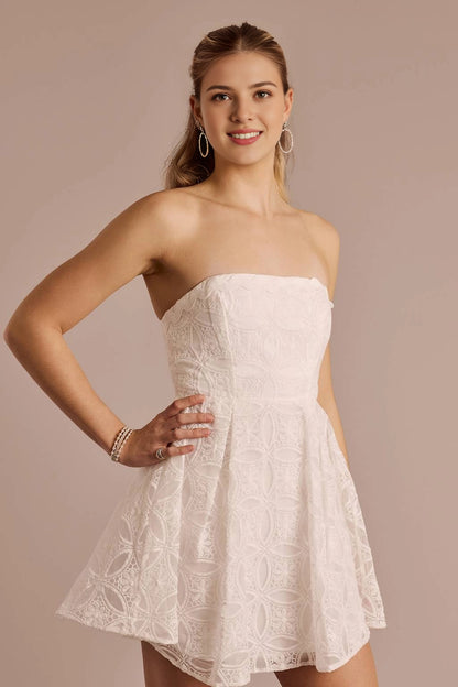 Airy A-Line Strapless Sleeveless Zip Back Mini Homecoming Dress