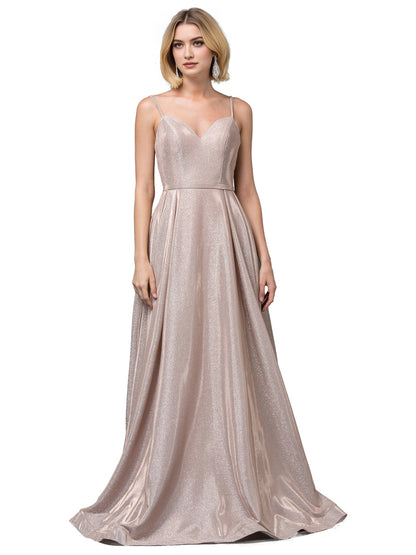 Glitter A Line Sweetheart Spaghetti Strap Zip Back Maxi Prom Dress