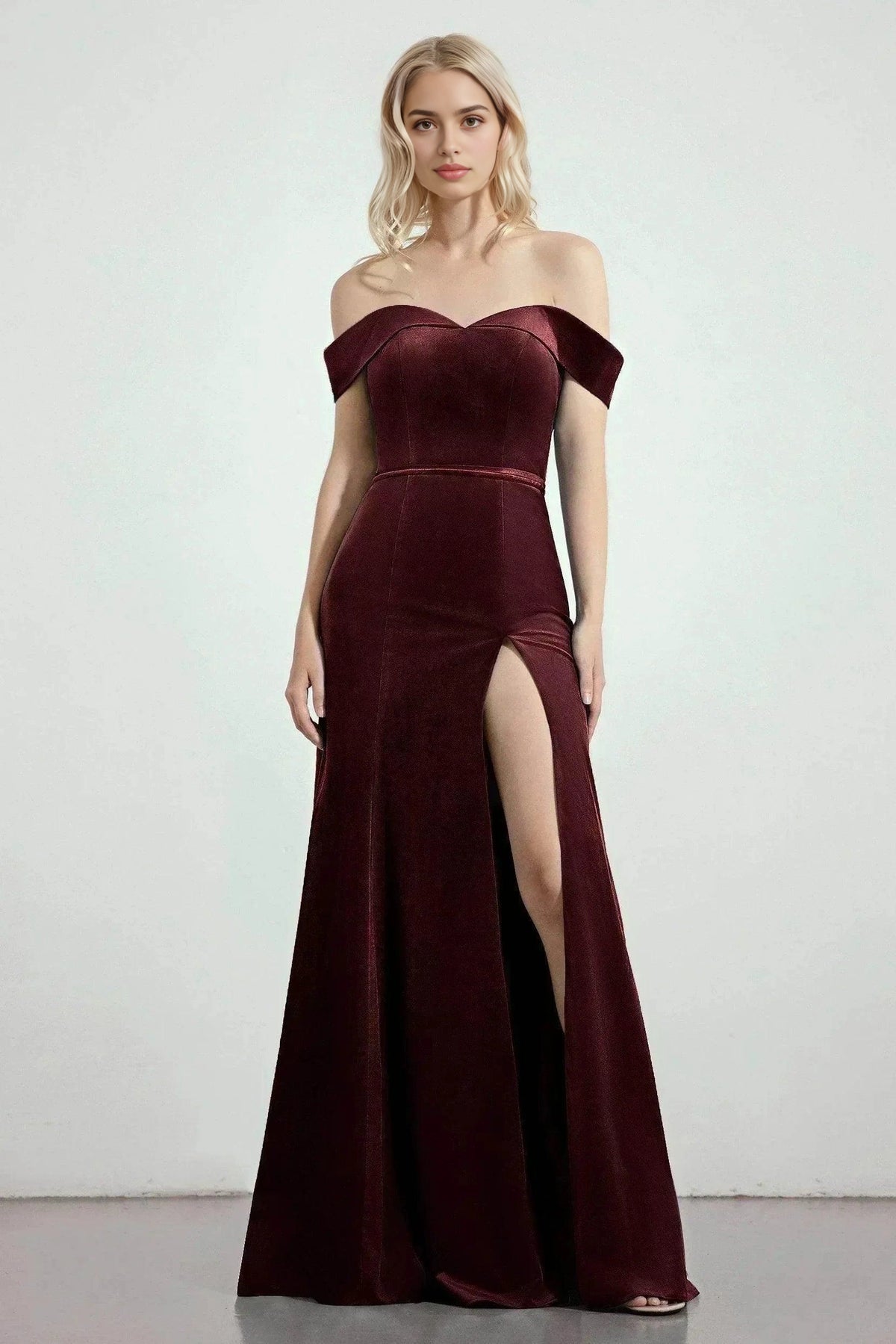 Elegant Plus Size Mermaid Sweetheart Off Shoulder V Back Long Bridesmaid Dress
