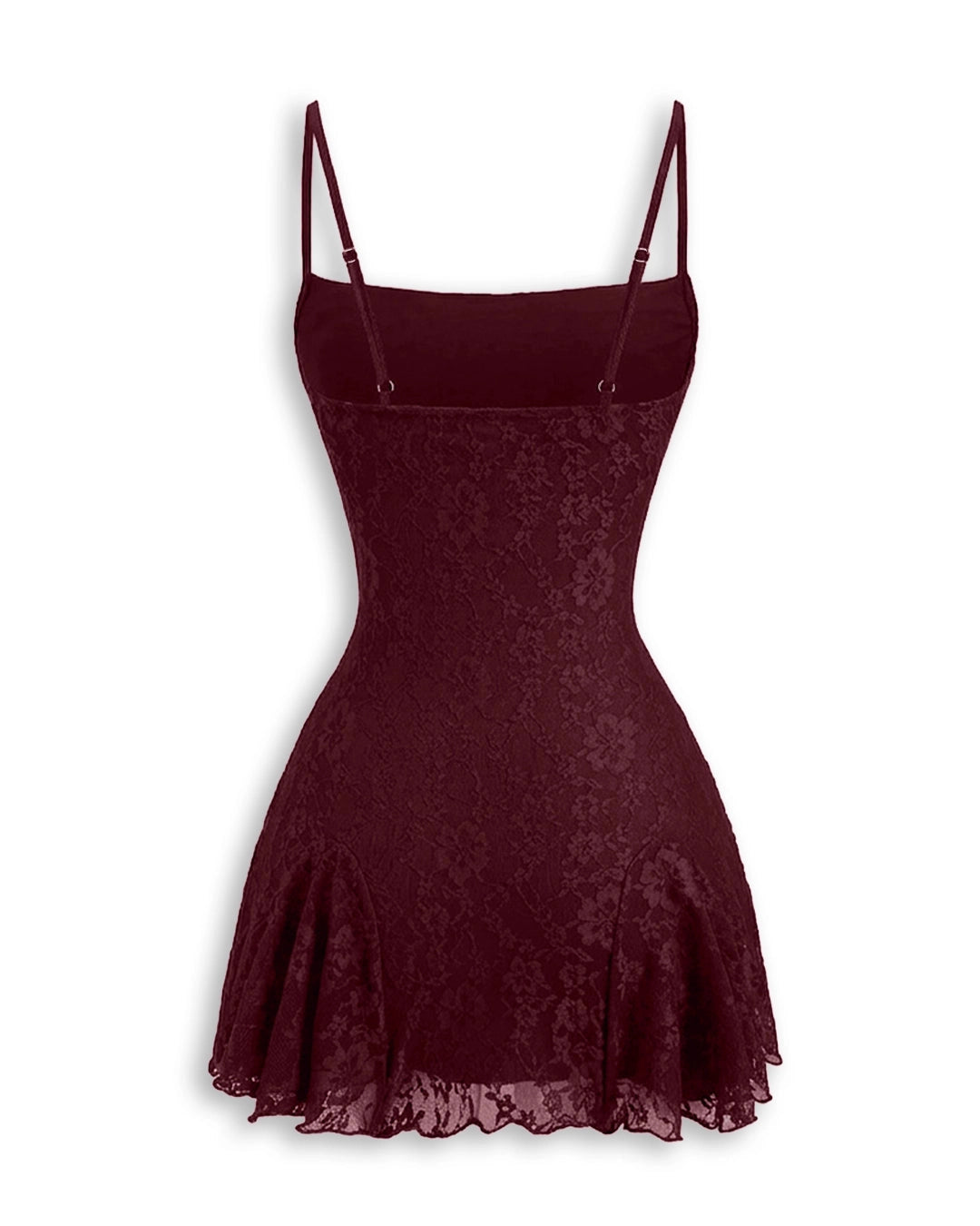 Chic Plus Size A-Line Square Neck Short Burgundy Lace Homecoming Dress