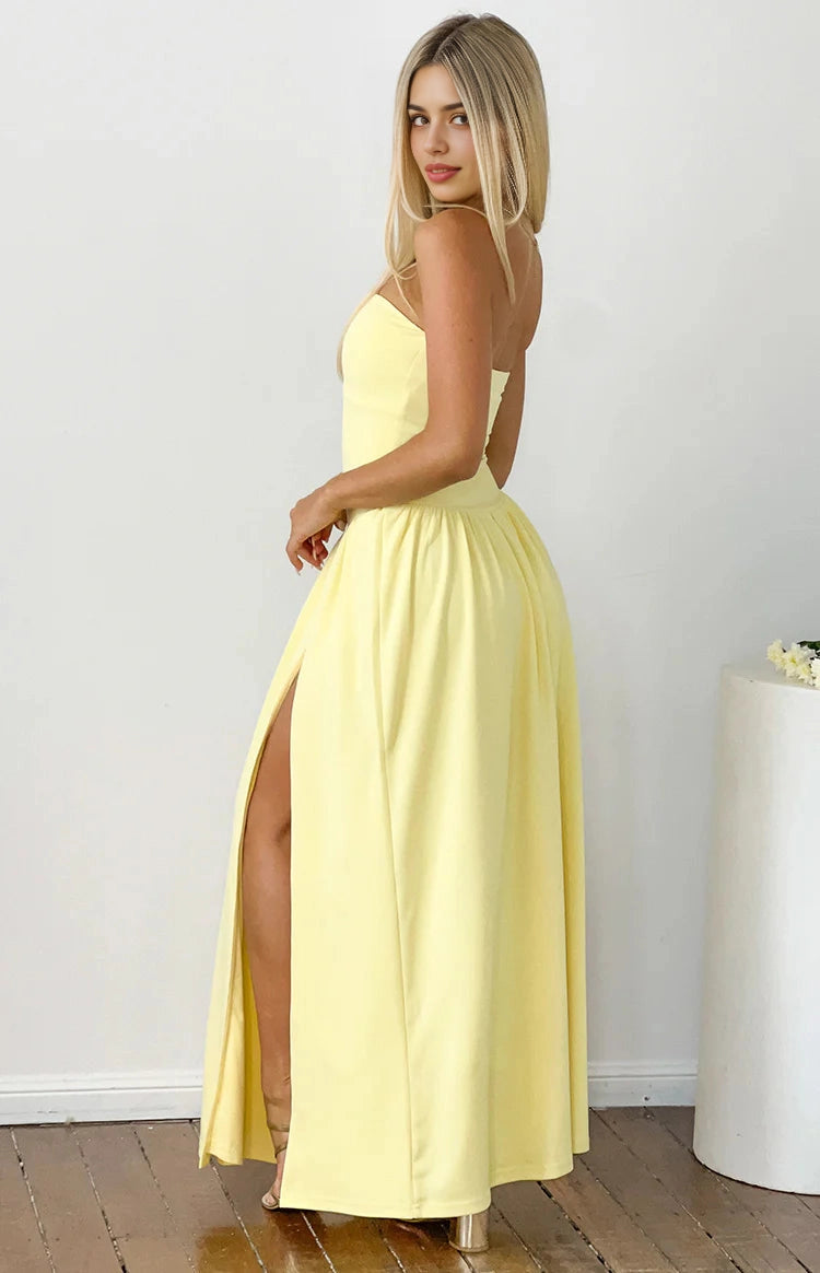 Soft A Line Strapless Plain Back Maxi Long Prom Dress