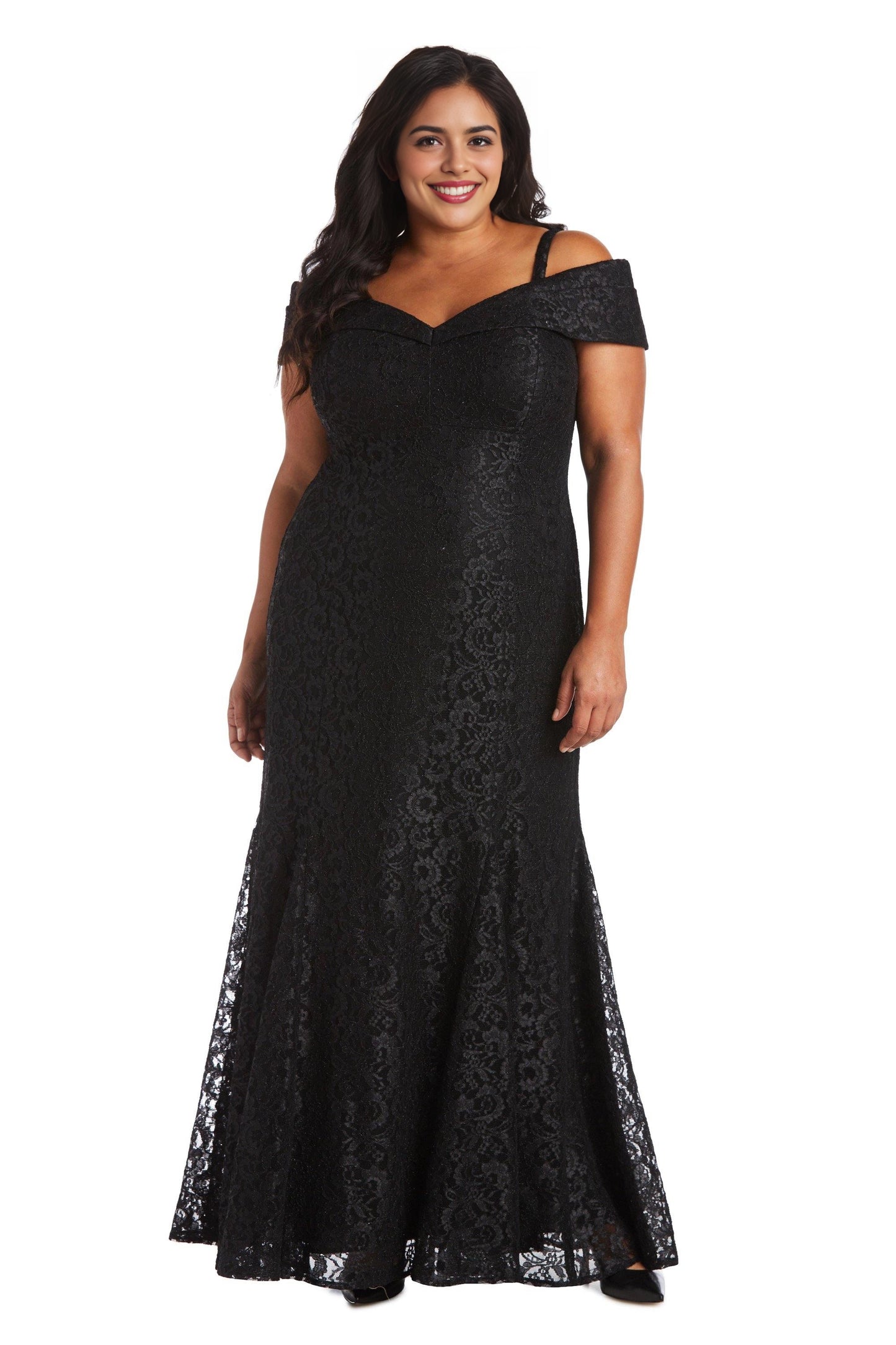Roselledress Modest Plus Size Mermaid Off Shoulder Strap Low Back Lace Maxi Prom Dress