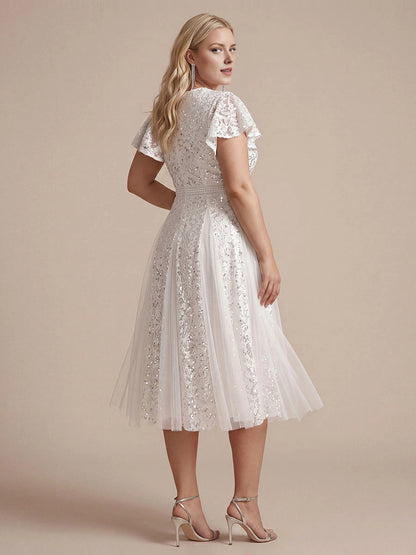 Roselledress sequin lace formal dress solid v back vertical zipper back view