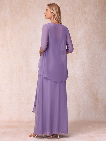 roselledress light purple plain back chiffon formal long mother dress with matching shrug
