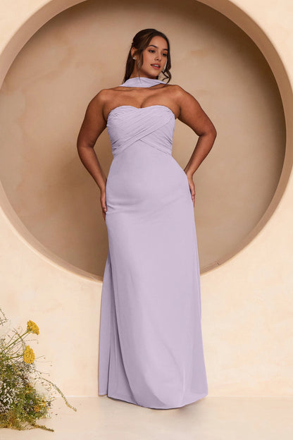 Elegant Sheath Sweetheart Strapless Open Back Floor Length Plus Size Bridesmaid Dress