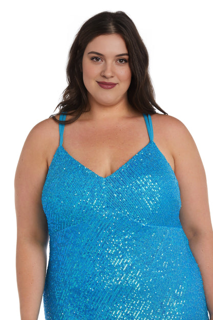 Chic Plus Size Sheath V-Neck Crisscross Long Sequin Evening Dress