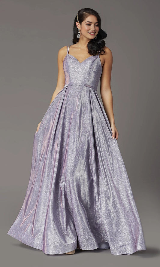 roselledress champagne fine glitter glossy satin double thin parallel spaghetti sweetheart v waist pleated flowy a-line long bridesmaid prom gown solid white studio front full shot
