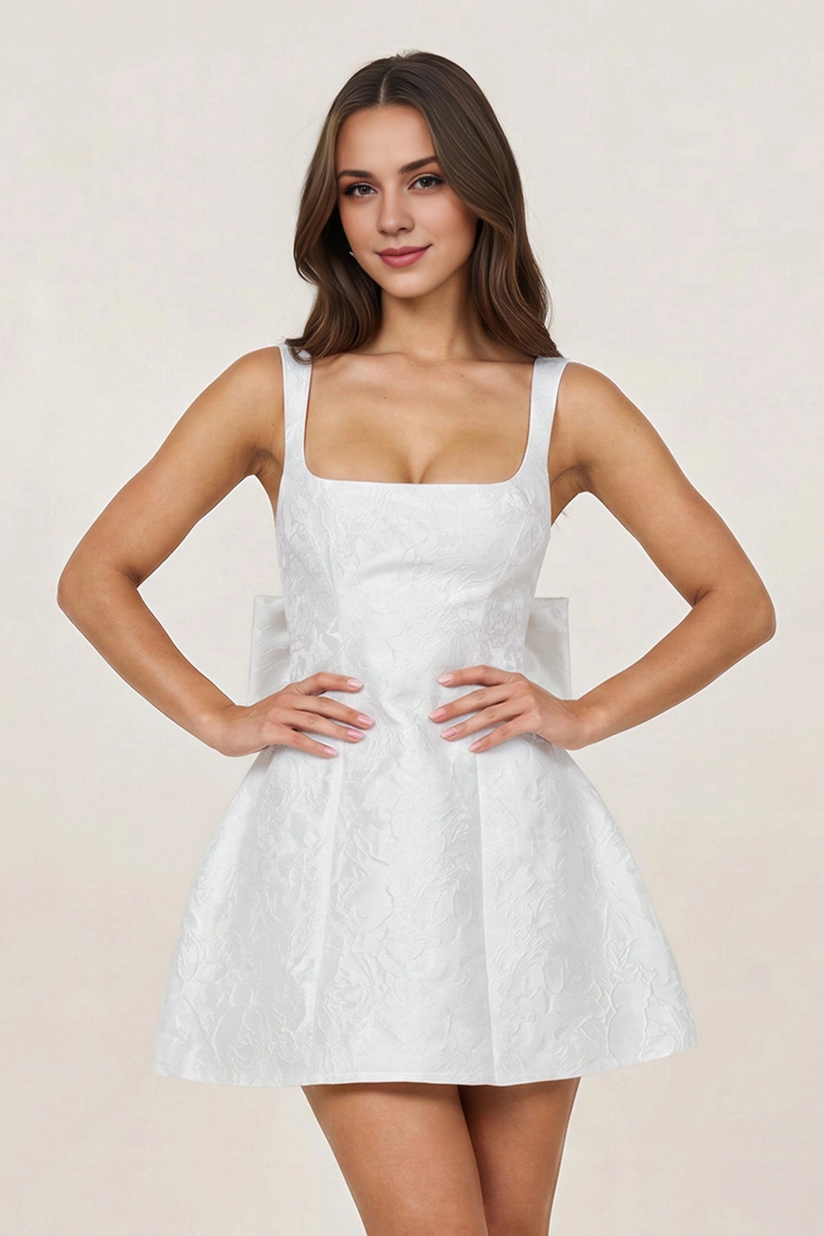 Chic A Line Square Neck Spaghetti Lace Up Mini Homecoming roselledress