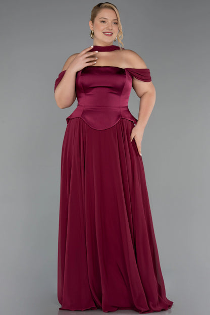 Elegant A-Line Off-Shoulder Short-Sleeve Open-Back Floor-Length Plus Size Wedding Guest Dress