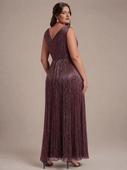 roselledress wine red shimmer maxi dress asymmetric one-shoulder cross back ruched waist side slit plus size formal wedding guest gown back view