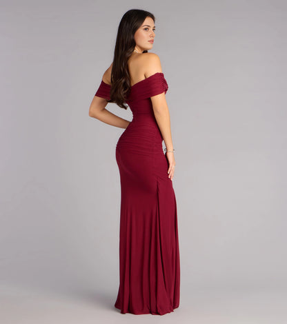 Roselledress Soft Mermaid Off-Shoulder Short-Sleeve Zip-Back Mesh Plus Size Prom Dress