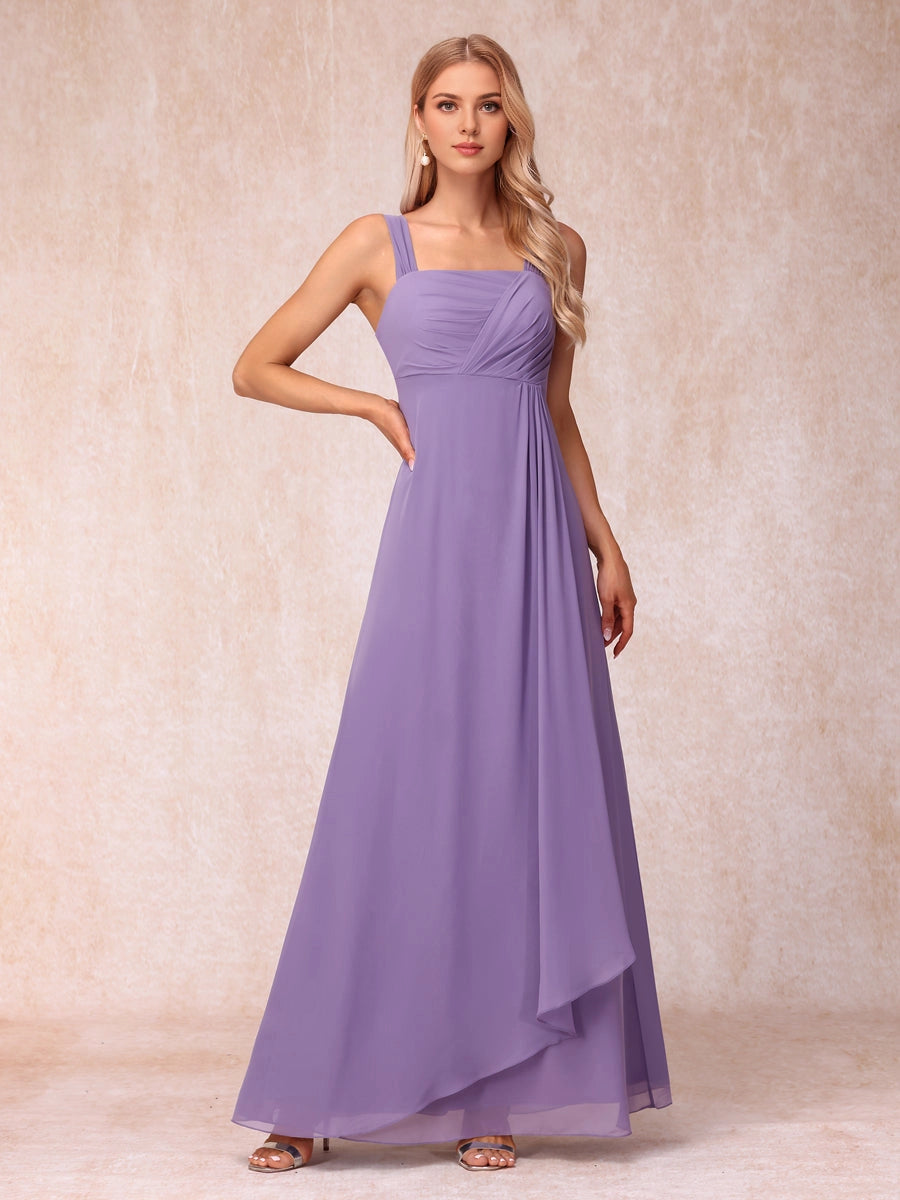 Soft A Line Square 3/4 Sleeve Solid Back Two Piece Long Mother Of Bride Dress