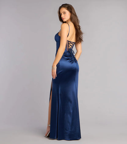 Black Mermaid V Neck Spaghetti Lace Up Back Maxi Prom Dress