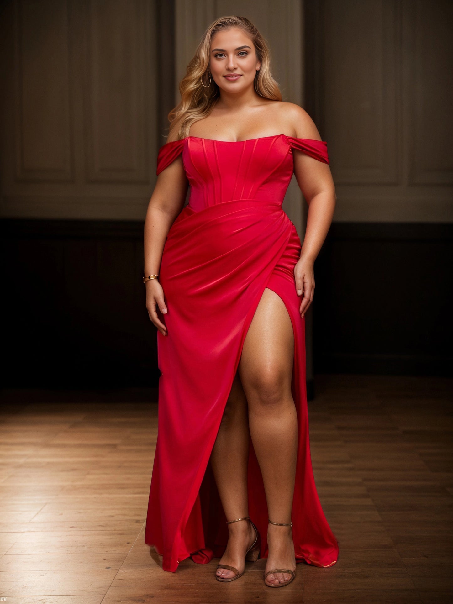 Elegant Mermaid Strapless Sleeveless Lace‑Up‑Back Floor‑Length Plus Size Wedding Guest Dress