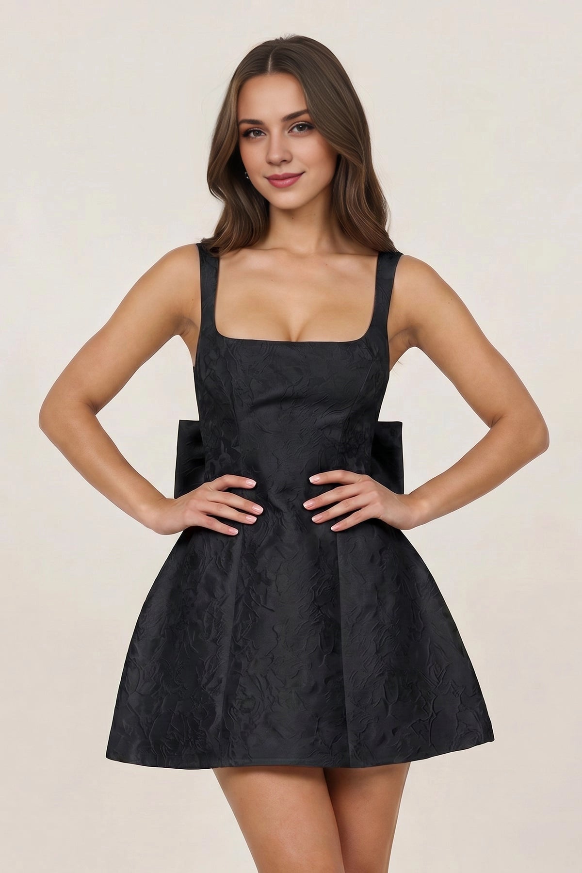 Chic A Line Square Neck Spaghetti Lace Up Mini Homecoming roselledress