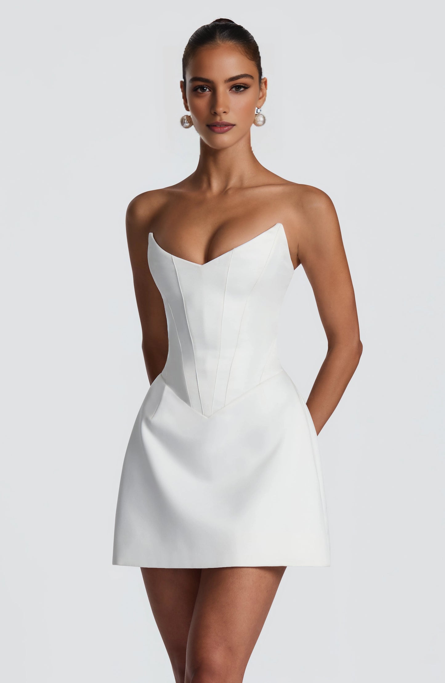 Classic A Line Strapless Corset Lace Up Back Mini Homecoming Dress