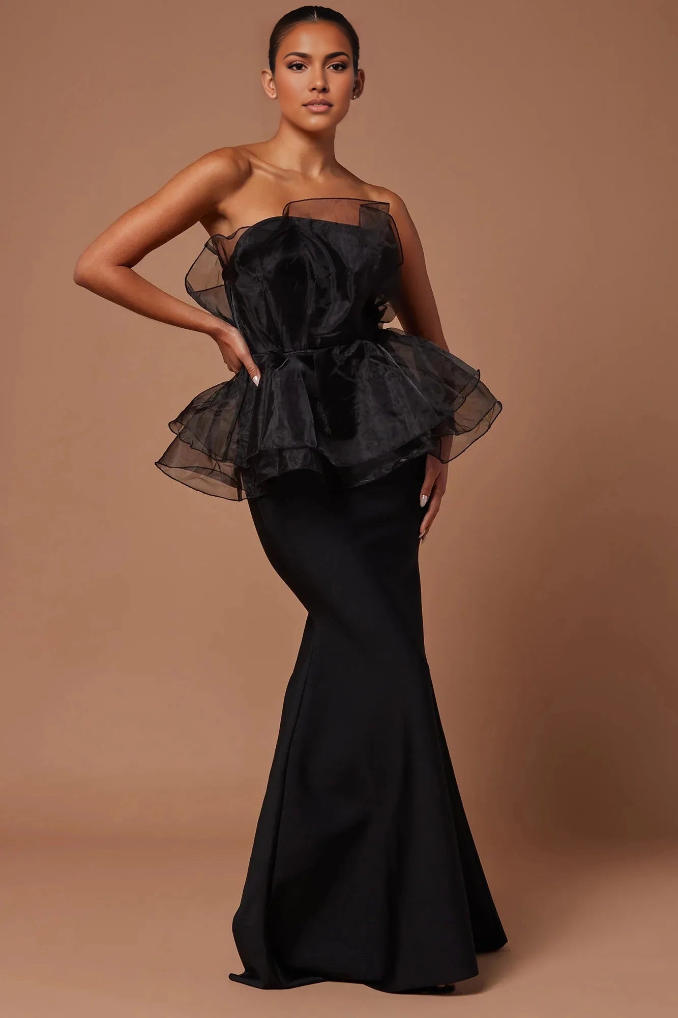 Glamorous Mermaid Strapless Sleeveless Open‑Back Floor‑Length Plus Size Prom Dress