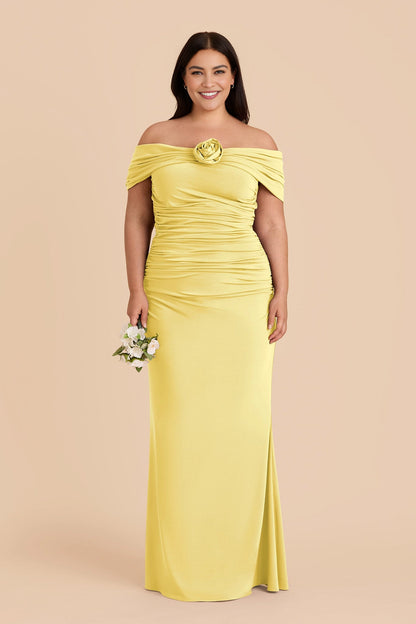 Elegant Off‑the‑Shoulder Ruched Mermaid Twist‑Back Maxi Plus Size Bridesmaid Dress