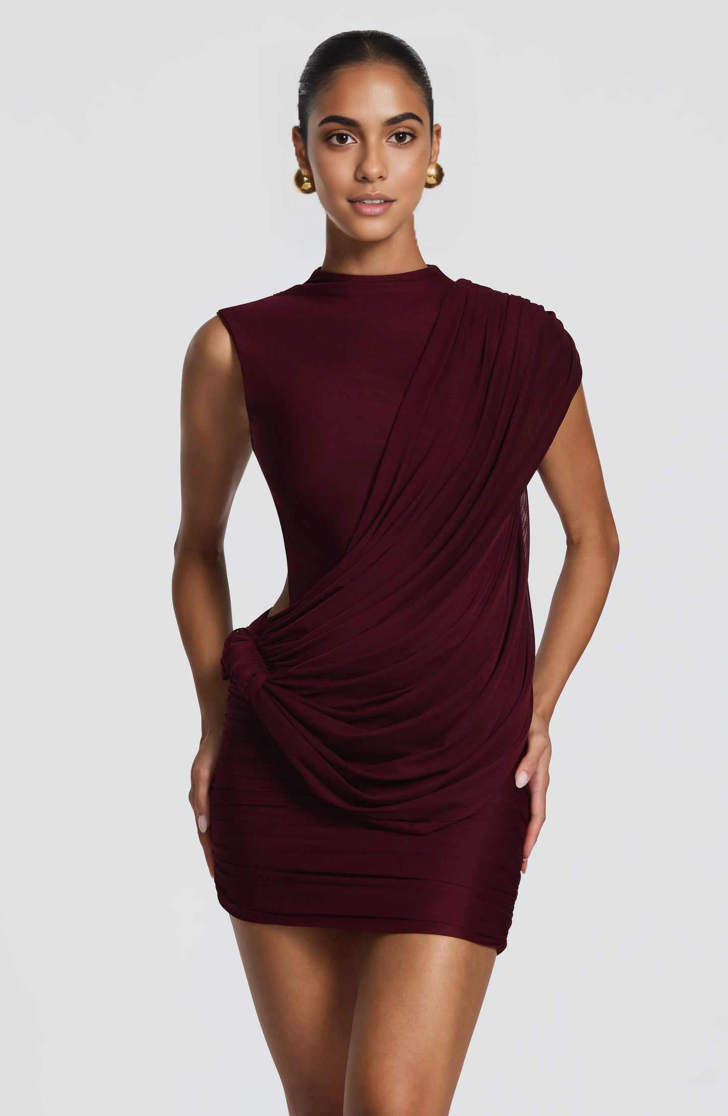 Elegant Bodycon High Neck Sleeveless Open Back Mini Homecoming Dress