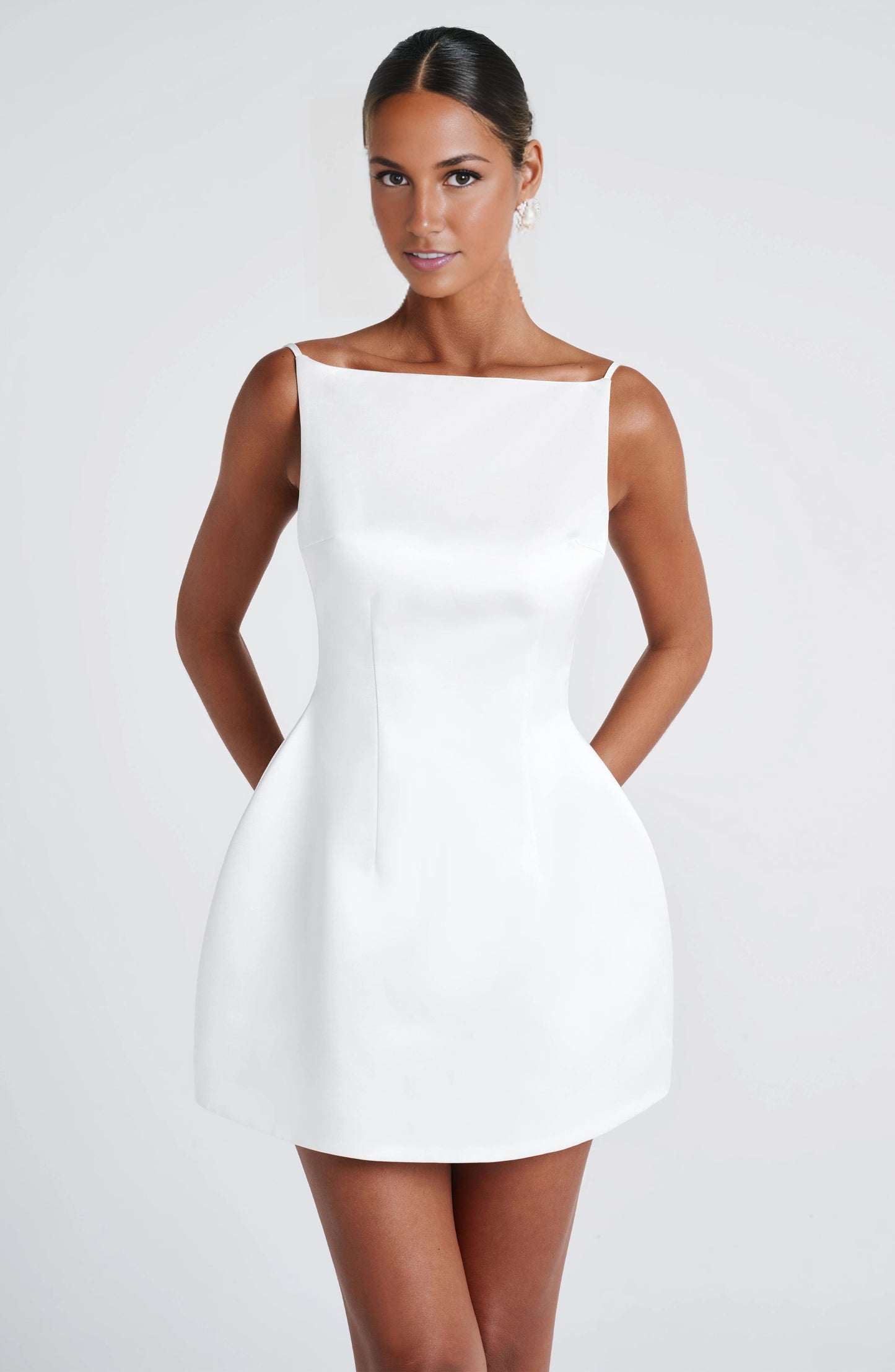 Chic A Line Square Neck Spaghetti Strap V Back Mini Homecoming Dress