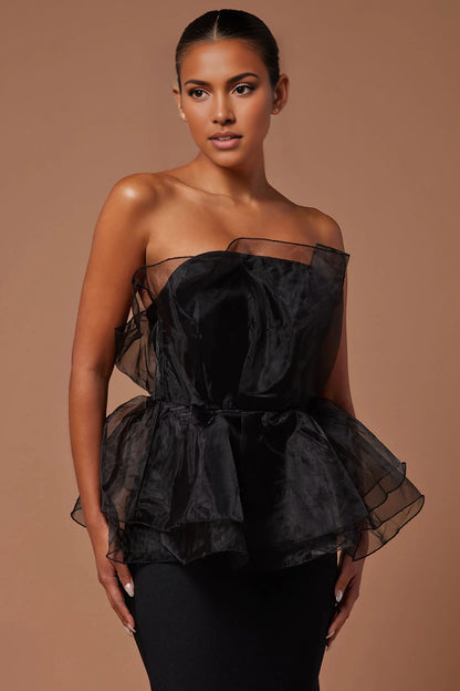 Glamorous Mermaid Strapless Sleeveless Open‑Back Floor‑Length Plus Size Prom Dress