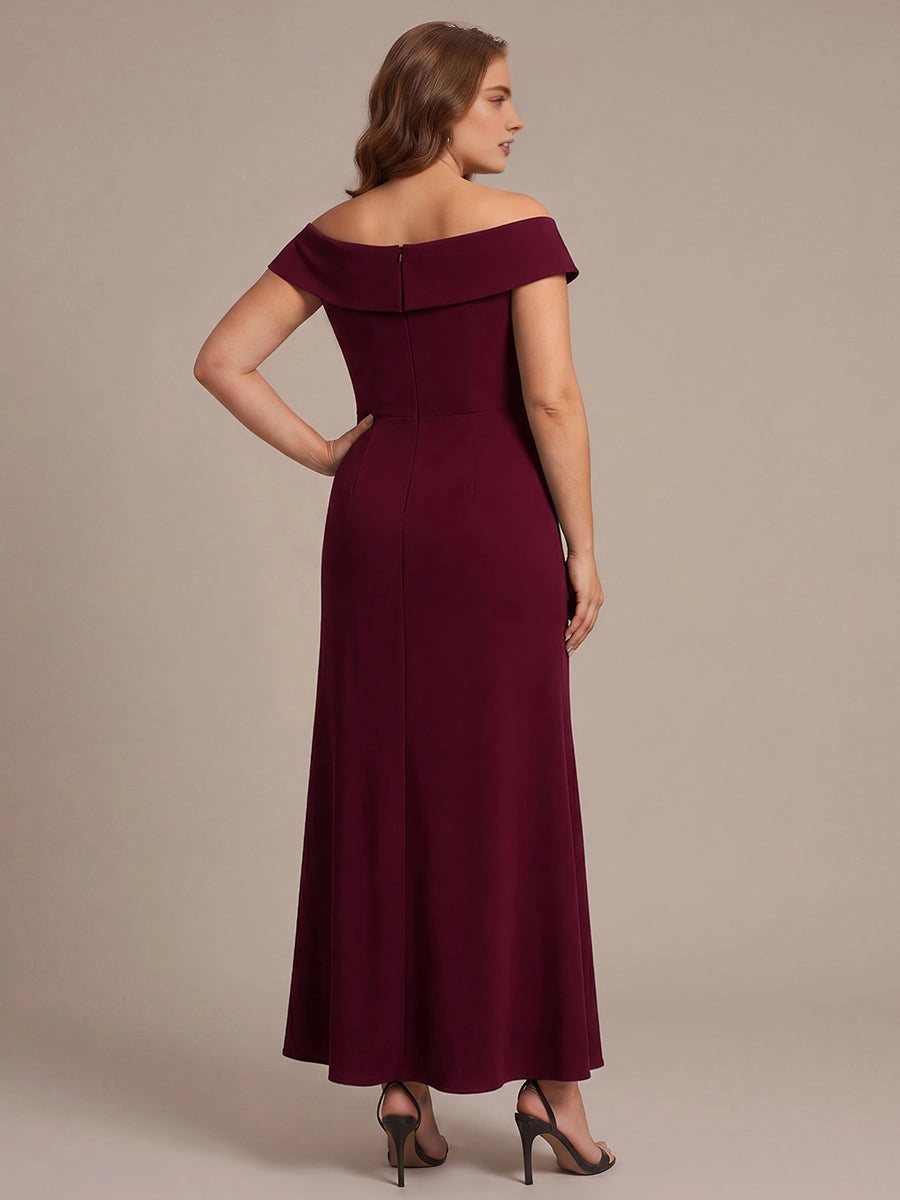 RoselledressTeal Green Plus Size Elegant Off‑Shoulder Ruffle Sleeve Mermaid Maxi Mother of the Bride Dress