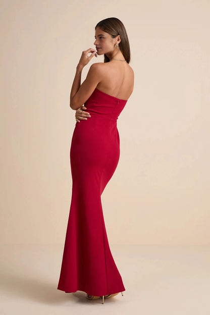 Sleek Mermaid Strapless Cutout Zip Back Maxi Prom Dress