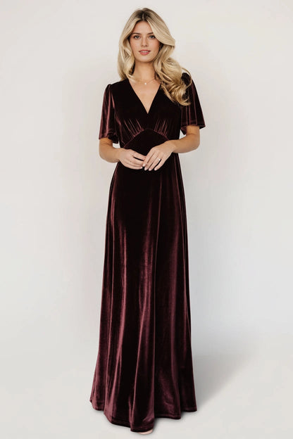 Elegant A‑Line V‑Neck Short‑Sleeve Keyhole‑Back Floor‑Length Mother Of Bride Dress