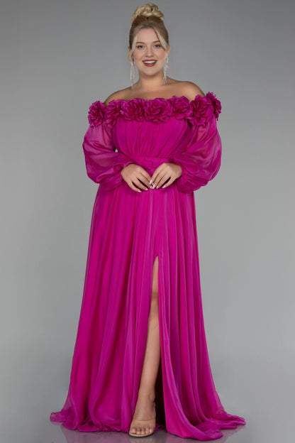 Elegant A-Line Square-Neck Sheer-Sleeve Zipper-Back Floor-Length Plus Size Wedding Guest Dress