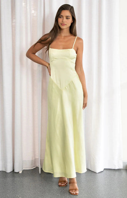 Black A-Line Square Neck Spaghetti Lace Up Back  Long Prom Dress