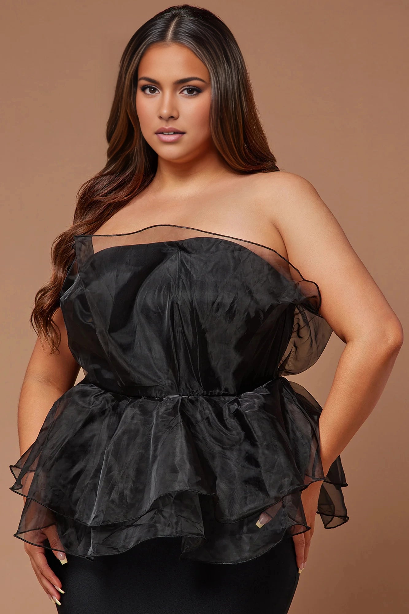 Glamorous Mermaid Strapless Sleeveless Open‑Back Floor‑Length Plus Size Prom Dress