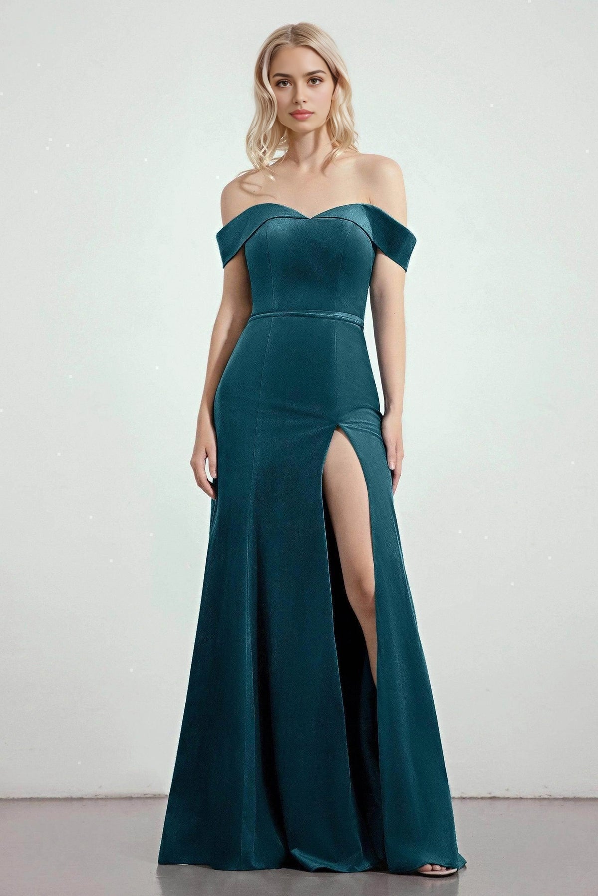 Elegant Plus Size Mermaid Sweetheart Off Shoulder V Back Long Bridesmaid Dress