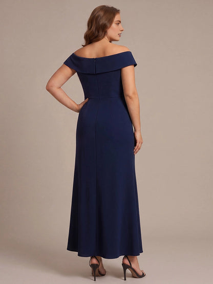 RoselledressTeal Green Plus Size Elegant Off‑Shoulder Ruffle Sleeve Mermaid Maxi Mother of the Bride Dress
