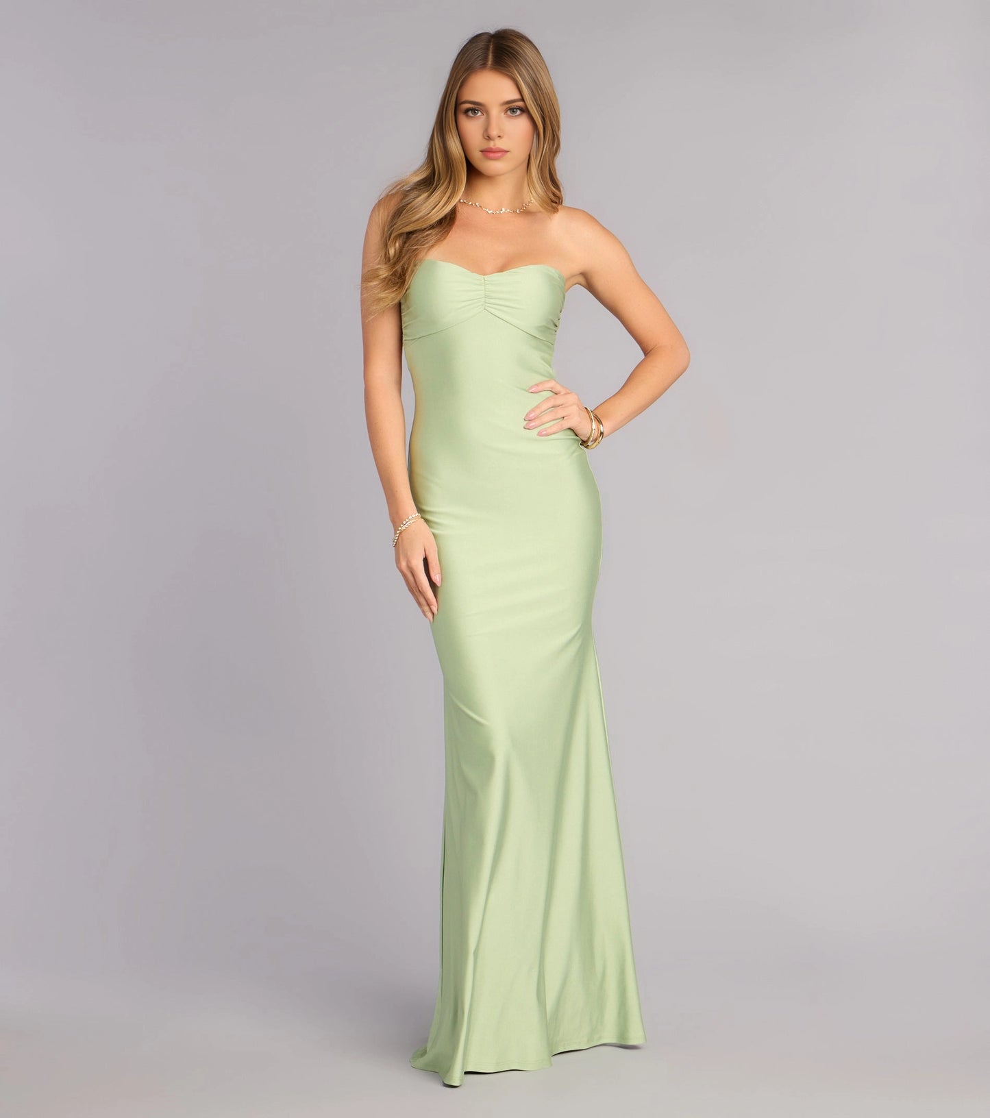 Burgundy Satin Mermaid Strapless Sweetheart Bow Tie Back Maxi Prom Dress