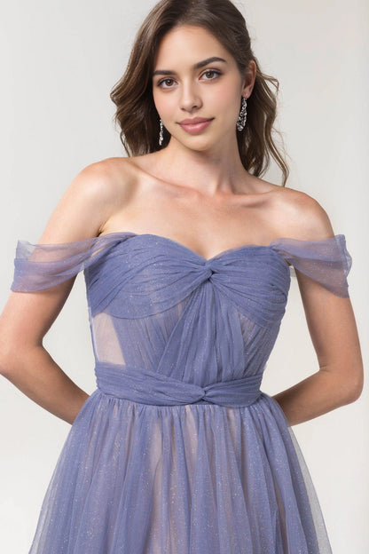 Plus Size Romantic A-Line Sweetheart Off Shoulder Bow Back Long Bridesmaid Dress